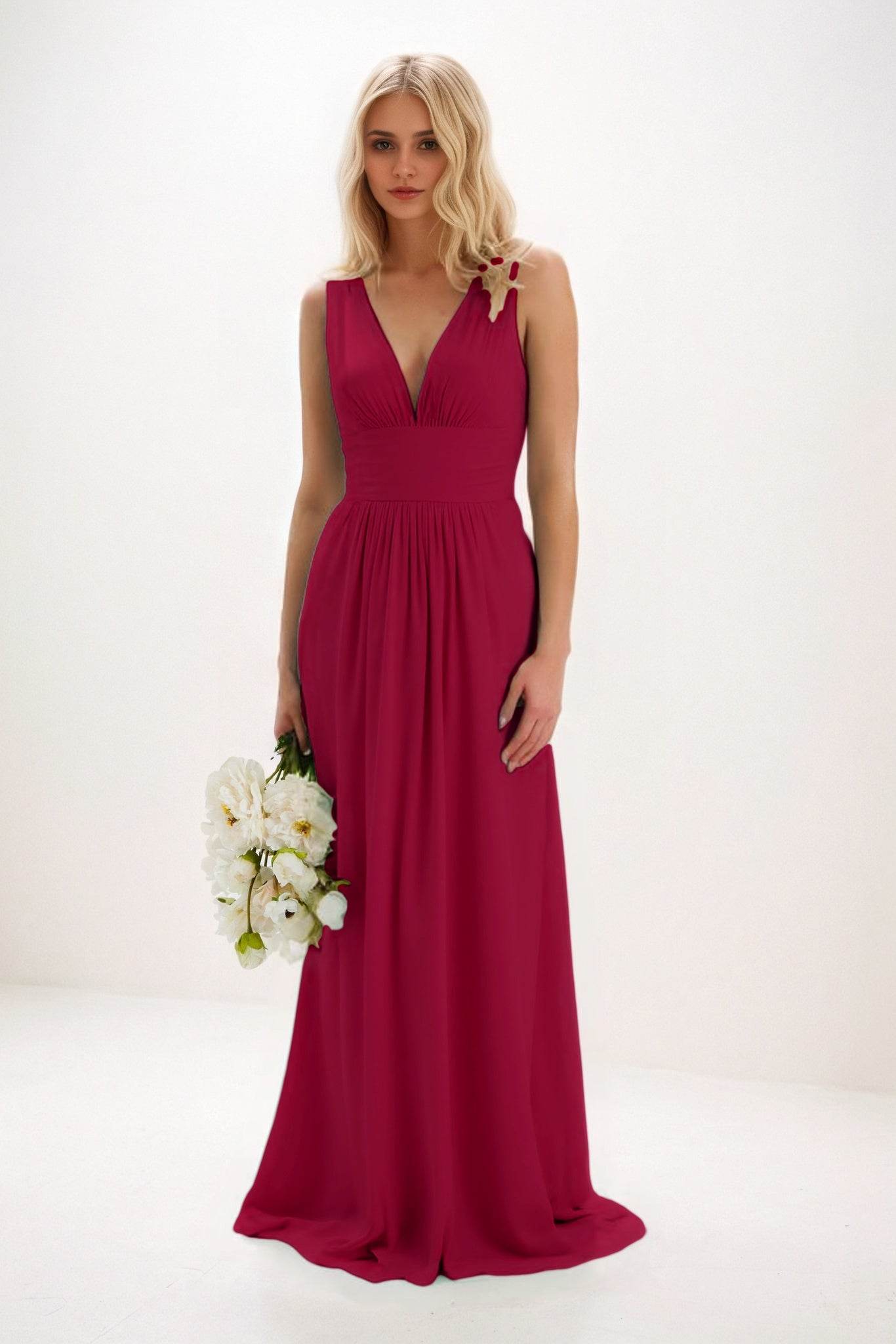 A-Line Maxi Elastic Cloth Bridesmaid Dress CB0840 - COCOMELODY